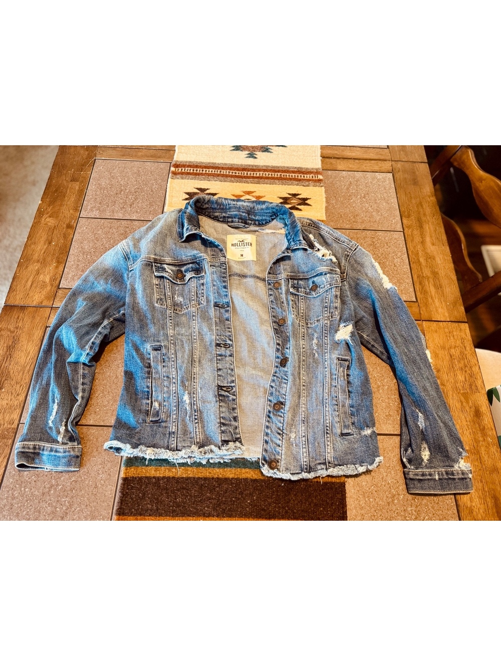 Hollister size medium jean jacket distressed